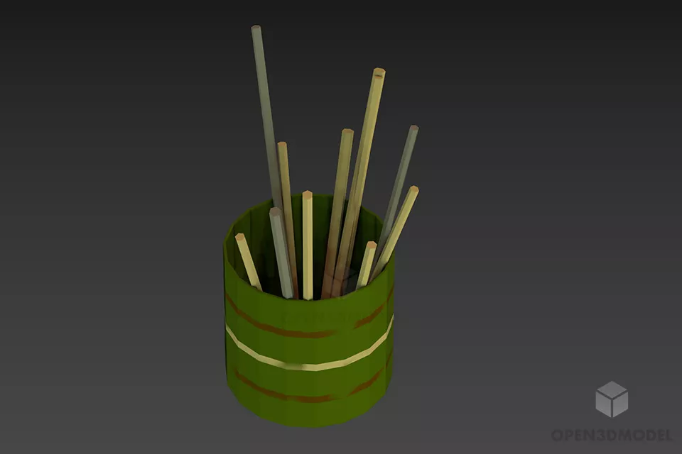 Pencils In Pot Holder 3d model
