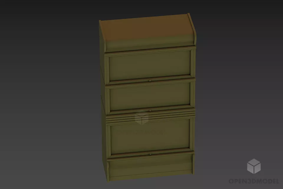 Walnut Bed Locker With Drawers 3d model