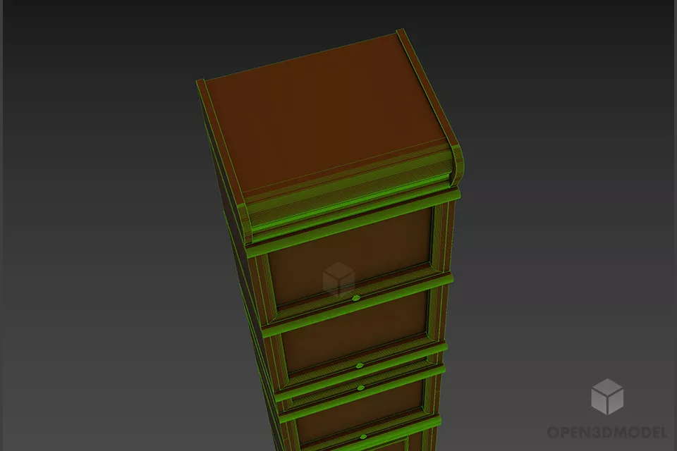 Office Locker Antique Style 3d model 2