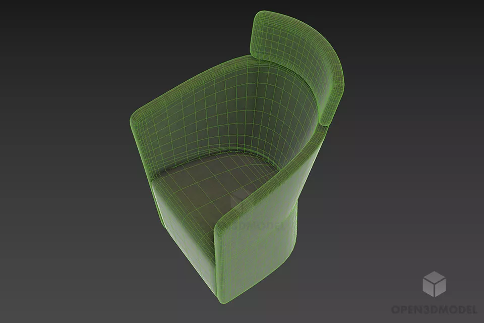 Green Textile Armchair Bener High Back 3d model 2