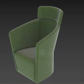 Green Textile Armchair Bener High Back 3d model