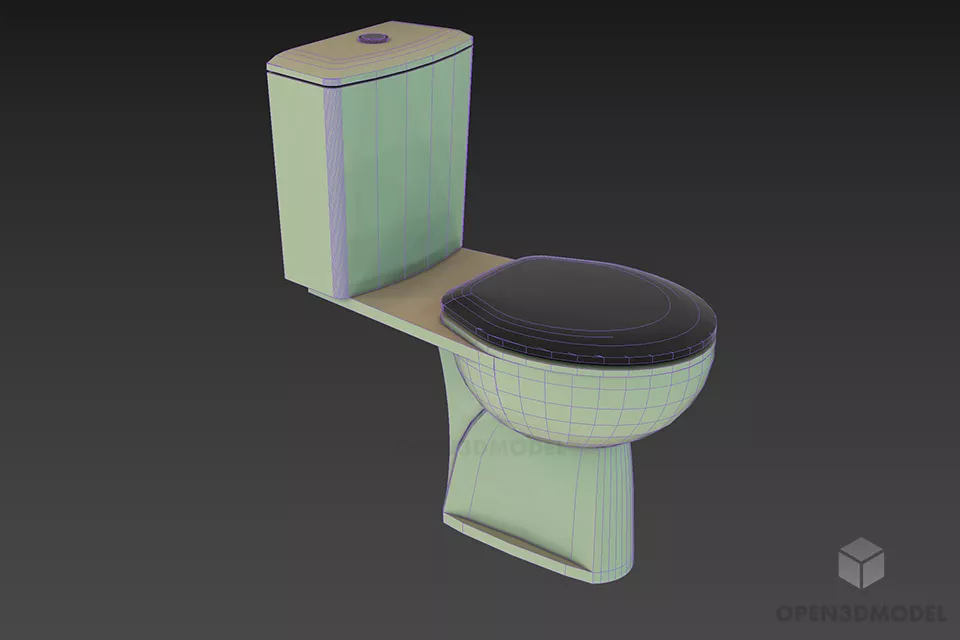 Common Western Lavatory Klosett 3d model 2