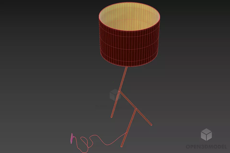 Cylinder Floor Lamp Dinkg With Stand 3d model 2
