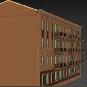Western Apartment Building Fours Storey 3d model