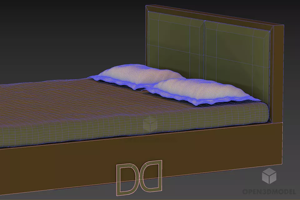 Upholstered Bed With Logo 3d model 2