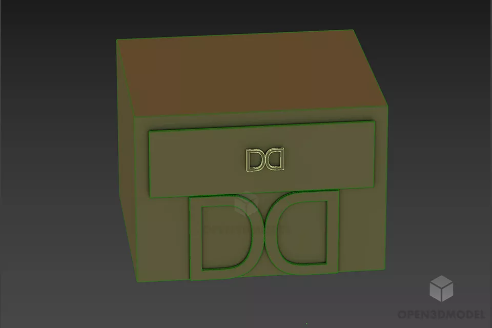 Drawers Nightstand With Logo 3d model 2