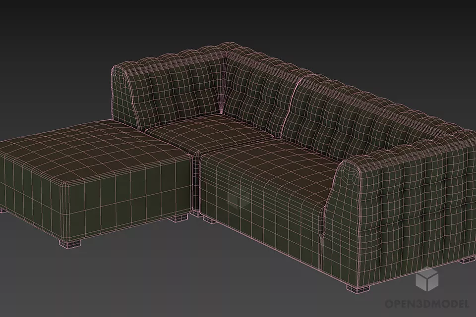 Sectional Sofa Upholstery L Shape 3d model 2