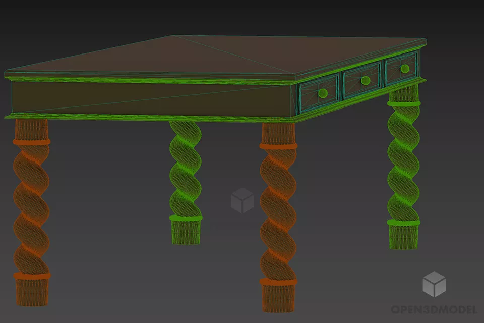 Boutique Table With Curved Legs 3d model 2
