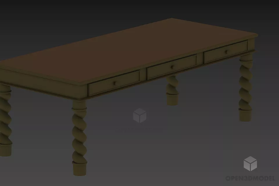 Ash Bedside Table With Two Drawers 3d model