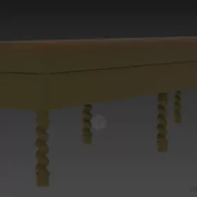 Antique Bench With Curved Legs 3d model