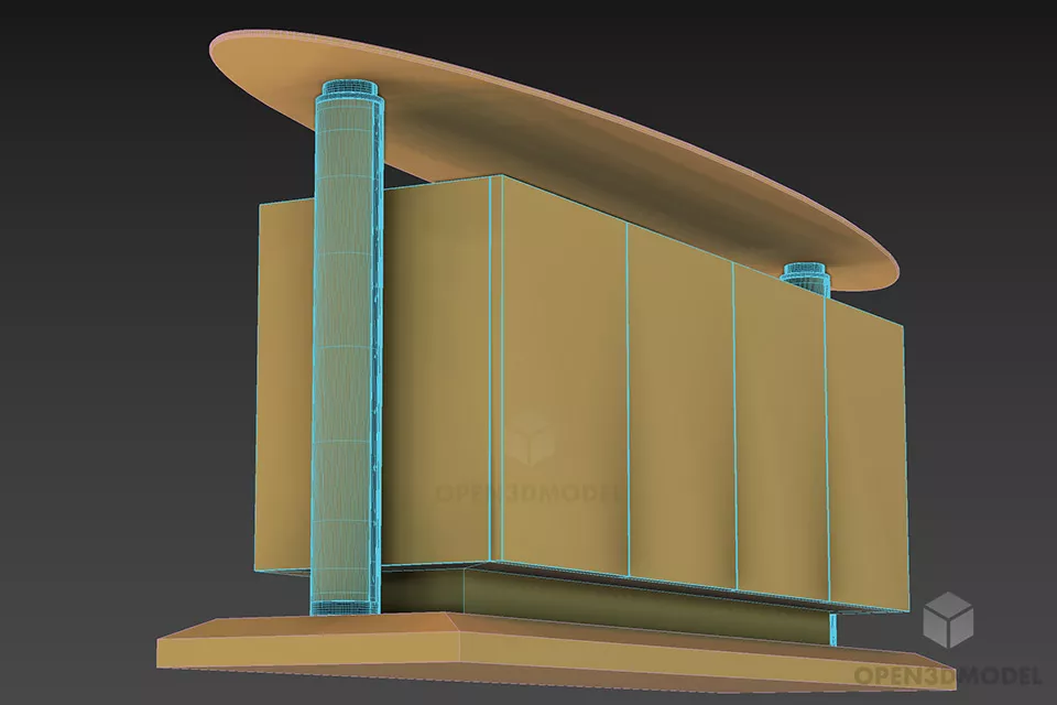 Oval Tv Rack Cabinet 3d model 2
