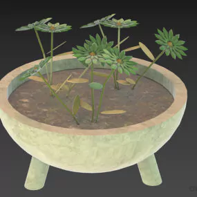 Marble Vase With Fowers 3d model