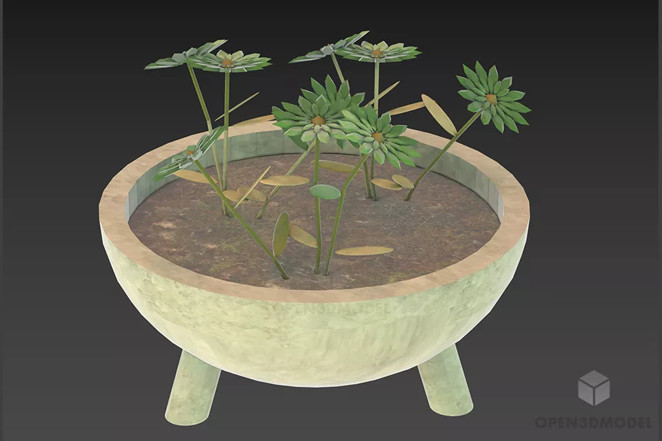 Modernism Vase With Dry Branches 3d model
