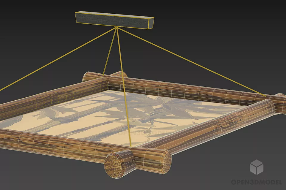 Bamboo With Painting Pendant Lamp 3d model 2