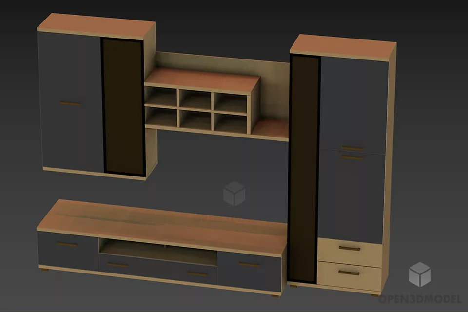 Simple Horizontal Tv Rack 3d model