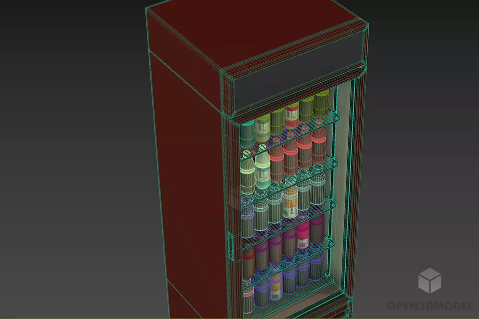 Vertical Fridge Market Equipment 3d model 2