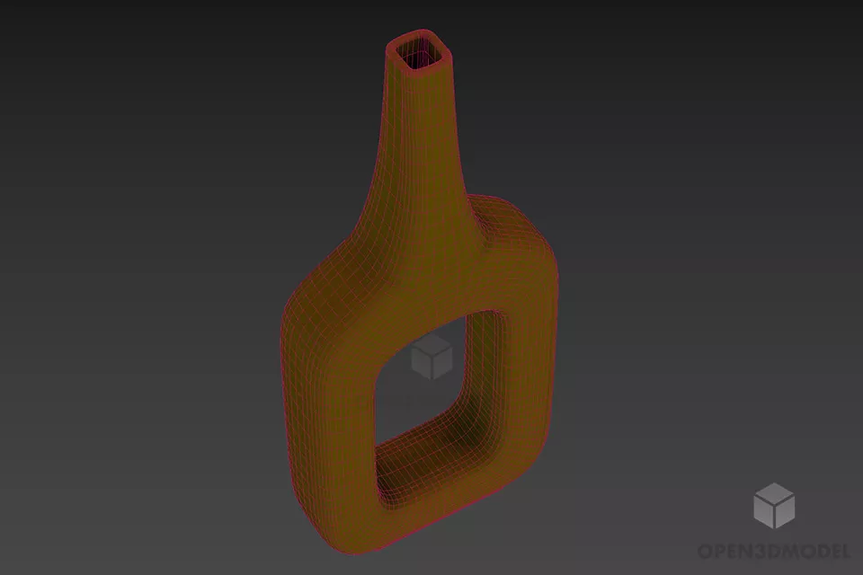 Art Vase Red Ceramic, Hole Center Vase 3d model 2