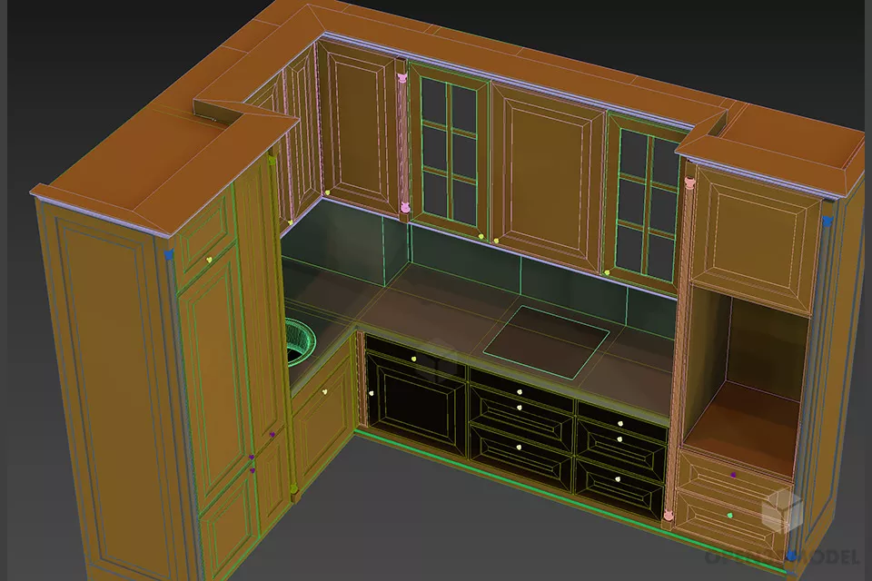 Italian Kitchen Cabinet Scavoli 3d model 2