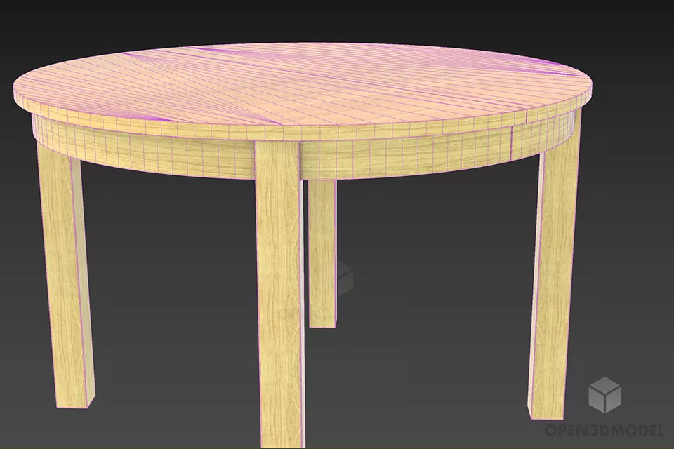 Wooden Coffee Table With Four Legs 3d model 2