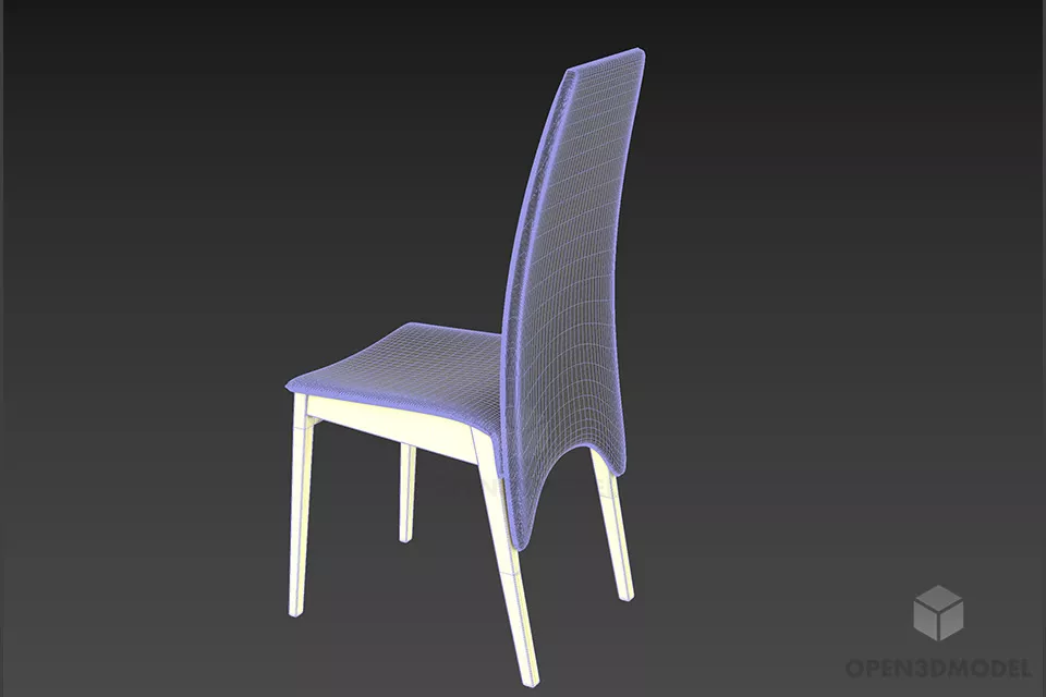 Restaurant Chair Leather Back 3d model 2