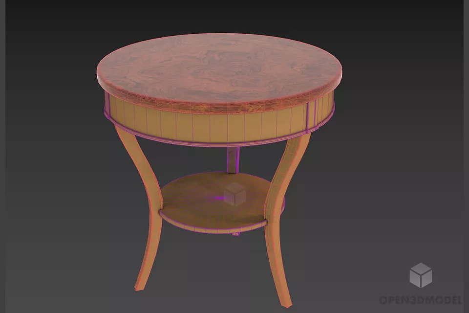 Round Bedside Table Noble 3d model 2