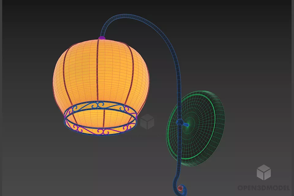 Sphere Sconce Lamp, Inox Arm Lighting 3d model 2