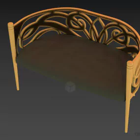 Low Back Sofa Steel Carved Back 3d model