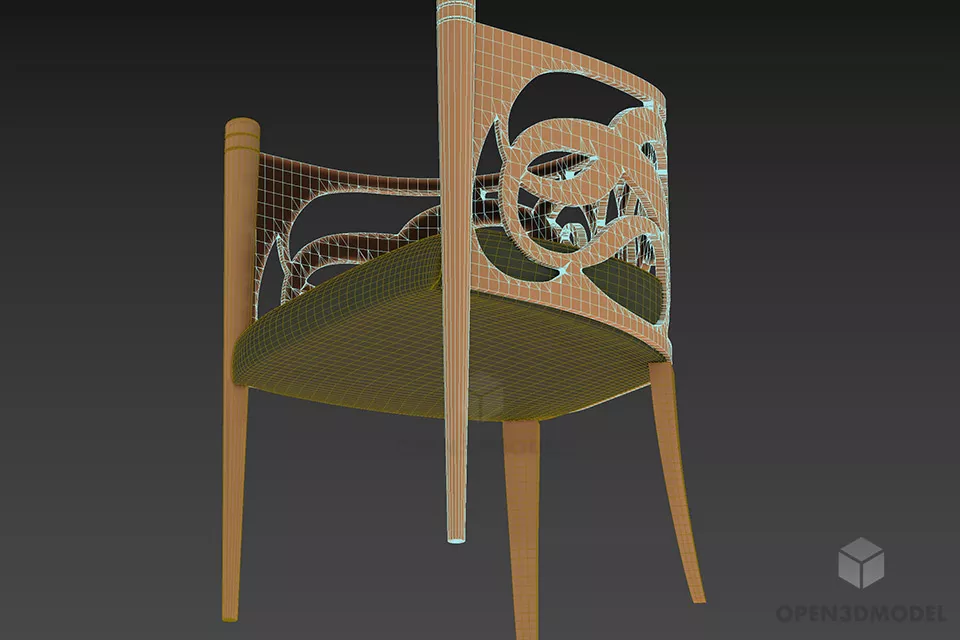 Medium Back Sofa Steel Carved Back 3d model 2