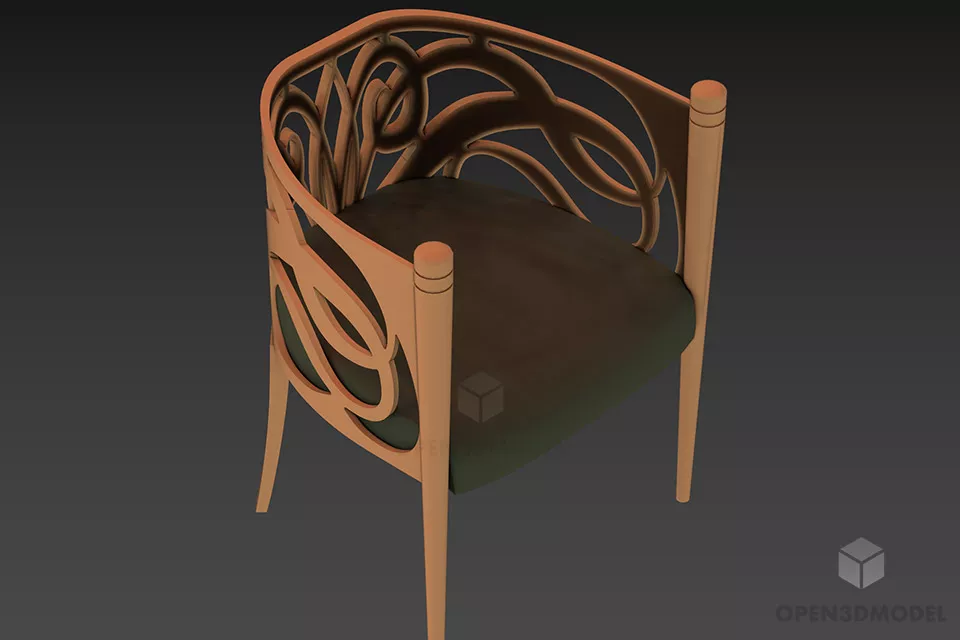 Leather Armchair With Smooth Edge 3d model
