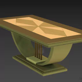 Solid Wooden Rectangular Table With Top Decor 3d model