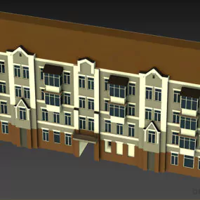 Apartment Building 4 Floors 3d model