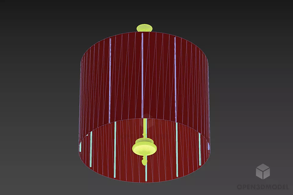 Pendant Lamp Chelini Cylinder Shade 3d model 2