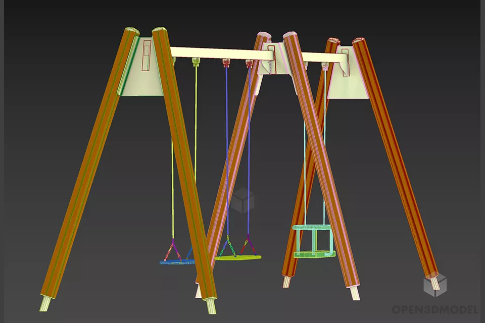 Outdoor Swing Dual Chair 3d model 2
