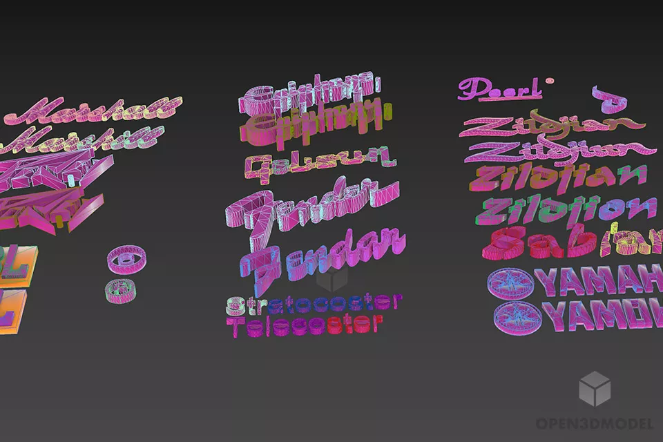 Font Logo Wooden Material 3d model 2