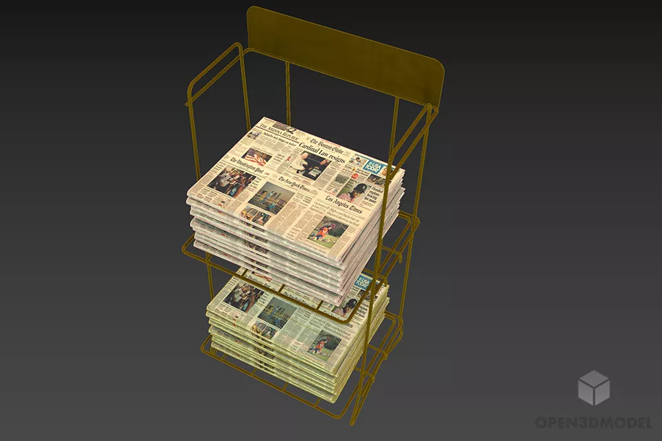 Display Rack With Magazine Book Set 3d model