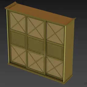 Walnut Wardrobe With Square Drawers 3d model