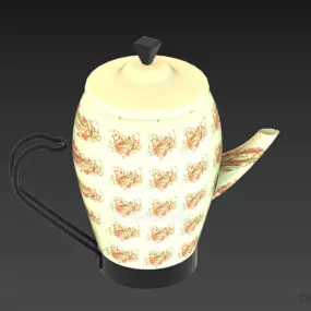 Chinese Ceramic Teapot With Floral Decoration 3d model