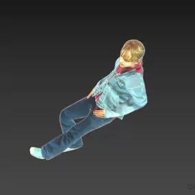 Little Girl Relax Sitting Pose Character 3d model