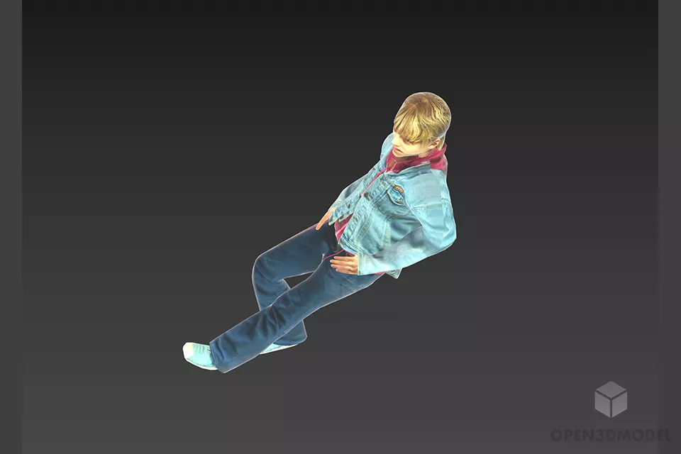 Young Girl Character Laydown On Floor 3d model