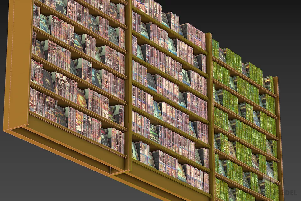 Bookcase With Full Boks 3d model 2