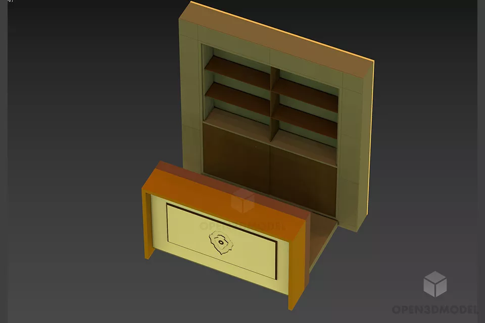Side Low Locker With Rack Shoes 3d model