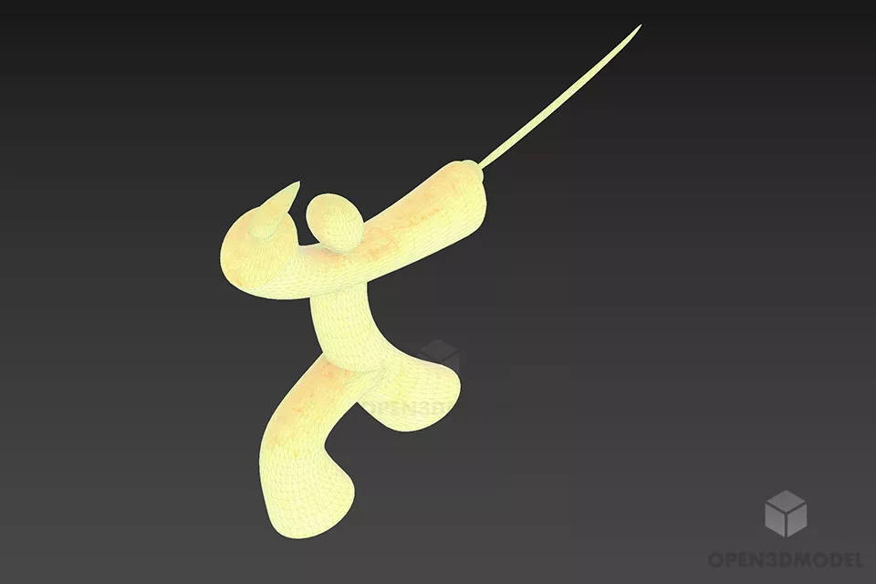 Asian Warrior With Sword 3d model 2