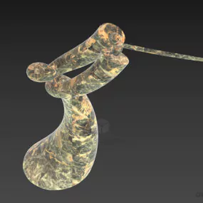 Stone Figurine Asian Warrior With Sword 3d model