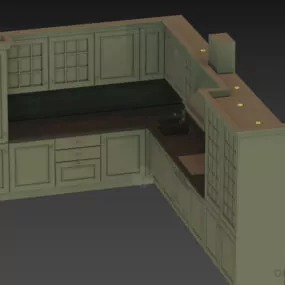 American Kitchen Cabinet White Painted 3d model