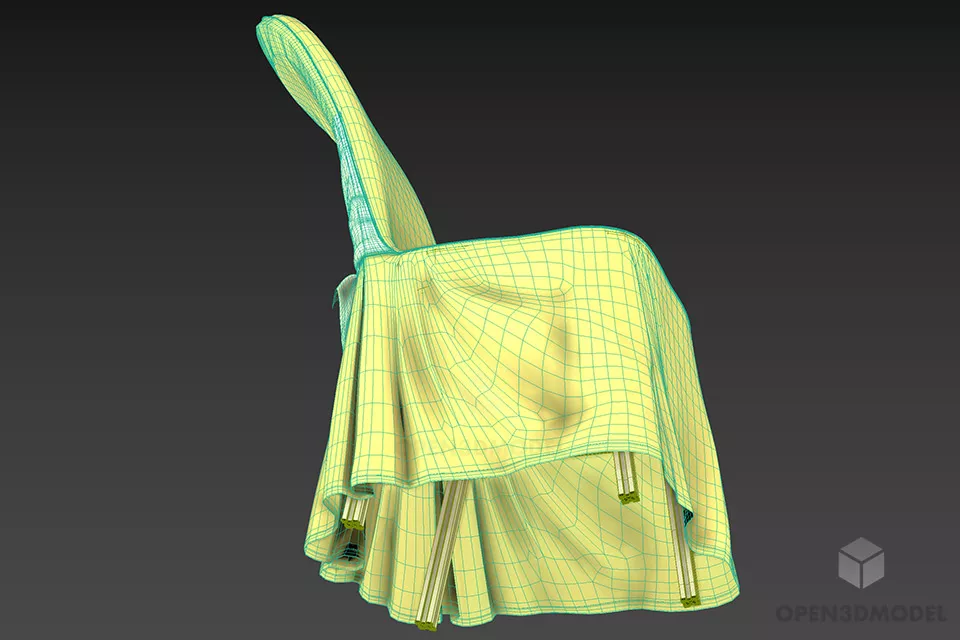 Restaurant Chair With Textile Cover 3d model 2
