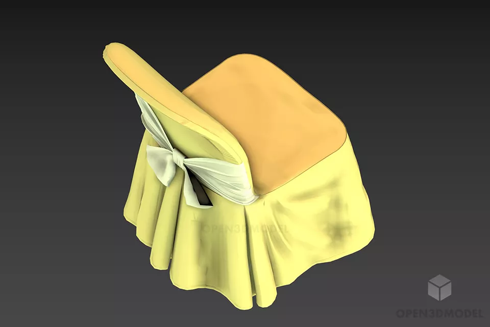 Party Chair With Cloth Cover And Bow 3d model