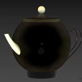 Ceramic Teapot With Floral Decoration 3d model