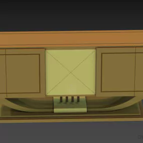 Wooden Tv Locker With Curved Leg 3d model