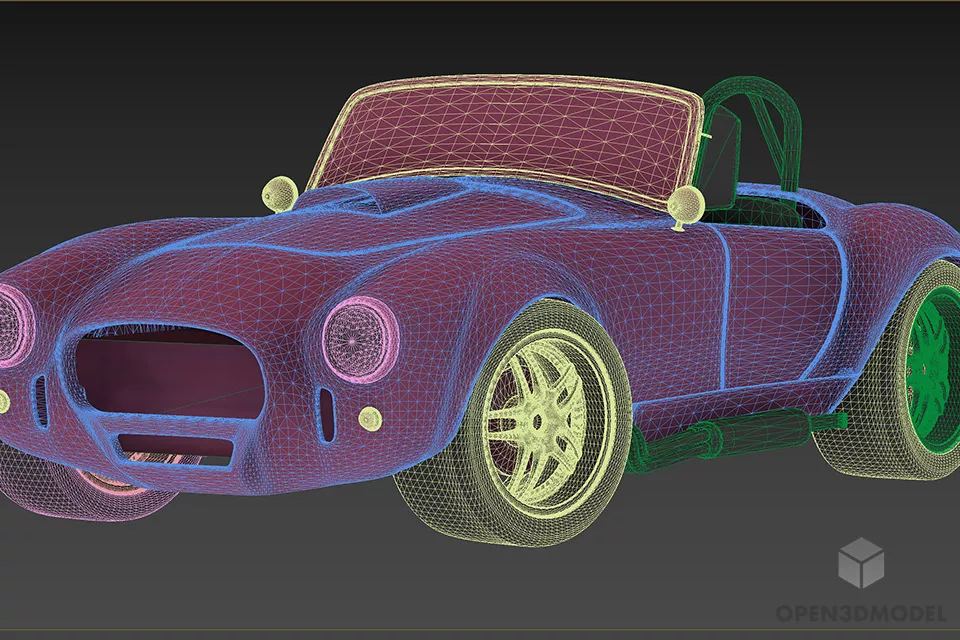 Classic Convertible Car Cobra 3d model 2