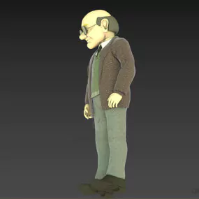 Grandfather Character, Bald Man 3d model